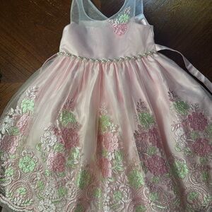 Elegant American Princess Pink Floral Kids Dress